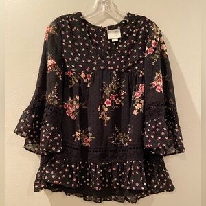 Maeve Black Floral Top